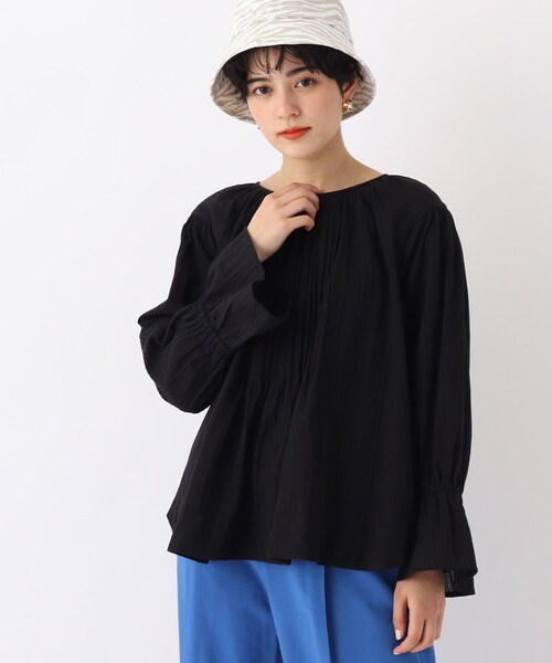 OPAQUE.CLIP（オペークドットクリップ）の「◆【C】コットンドビーストライプ ピンタックデザインブラウス（シャツ/ブラウス・レディース・ホワイト系/ブラック/ライトブルー・00）」の2枚目の写真