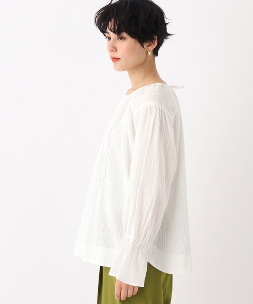 OPAQUE.CLIP（オペークドットクリップ）の「◆【C】コットンドビーストライプ ピンタックデザインブラウス（シャツ/ブラウス・レディース・ホワイト系/ブラック/ライトブルー・00）」の10枚目の写真