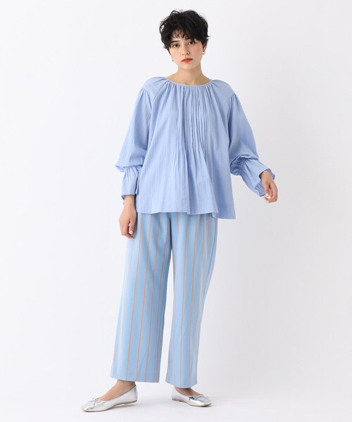 OPAQUE.CLIP（オペークドットクリップ）の「◆【C】コットンドビーストライプ ピンタックデザインブラウス（シャツ/ブラウス・レディース・ホワイト系/ブラック/ライトブルー・00）」の4枚目の写真