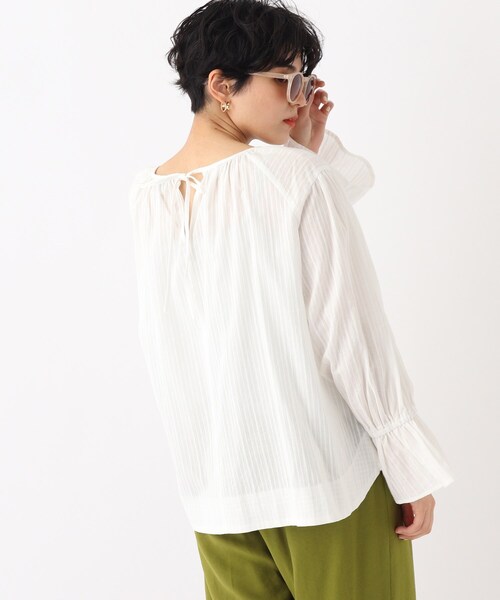 OPAQUE.CLIP（オペークドットクリップ）の「◆【C】コットンドビーストライプ ピンタックデザインブラウス（シャツ/ブラウス・レディース・ホワイト系/ブラック/ライトブルー・00）」の7枚目の写真