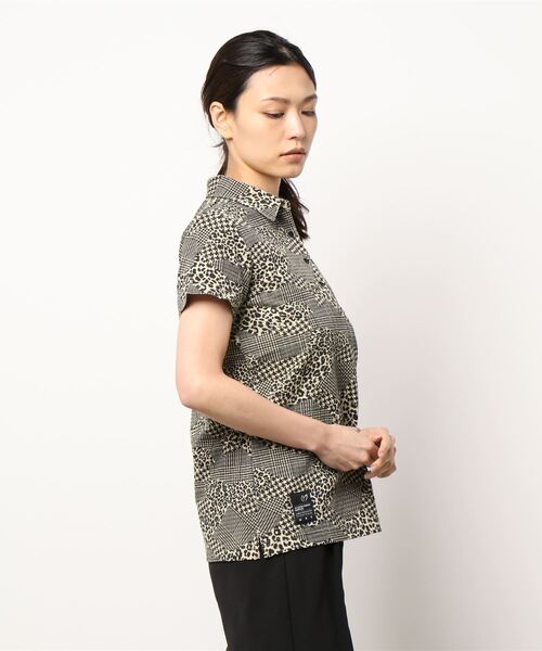 MASTER BUNNY EDITION(マスターバニーエディション)の「【MASTER BUNNY EDITION】格子サッカープリント 半袖カットソープルオーバー(ポロシャツ・レディース・ブラック/ベージュ・LARGE/MEDIUM)」の3枚目の写真