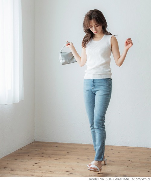 coca（coca）（コカ）の「絶妙Uネックリブニットトップス（ニット/セーター・レディース・ホワイト/ブラック/ブルー・ONE SIZE）」の18枚目の写真