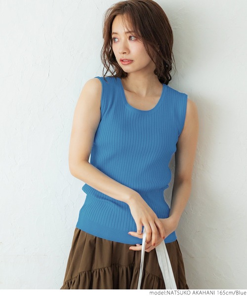 coca（coca）（コカ）の「絶妙Uネックリブニットトップス（ニット/セーター・レディース・ホワイト/ブラック/ブルー・ONE SIZE）」の12枚目の写真