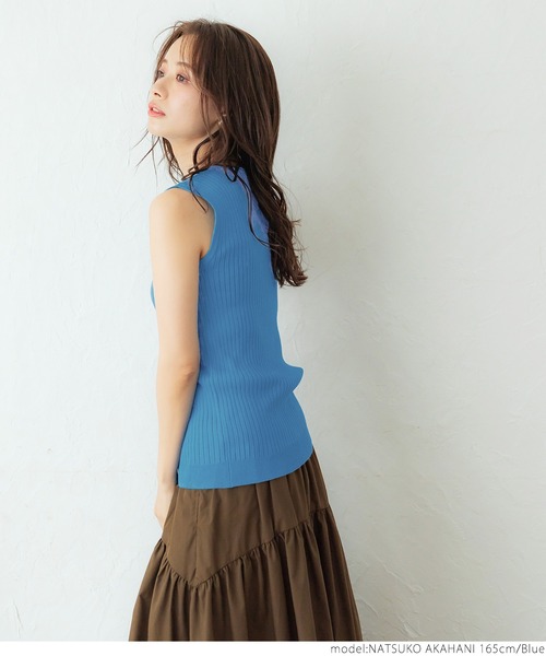 coca（coca）（コカ）の「絶妙Uネックリブニットトップス（ニット/セーター・レディース・ホワイト/ブラック/ブルー・ONE SIZE）」の16枚目の写真