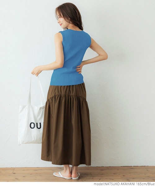 coca（coca）（コカ）の「絶妙Uネックリブニットトップス（ニット/セーター・レディース・ホワイト/ブラック/ブルー・ONE SIZE）」の14枚目の写真