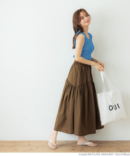 coca（coca）（コカ）の「絶妙Uネックリブニットトップス（ニット/セーター・レディース・ホワイト/ブラック/ブルー・ONE SIZE）」の7枚目の写真