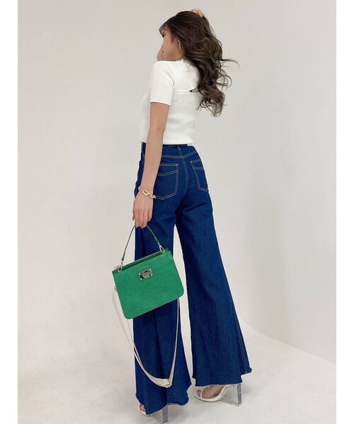 GYDA（ジェイダ）の「デコルテオープンリブニットトップス（ニット/セーター・レディース・ブラック/グリーン/オフホワイト・FREE）」の11枚目の写真