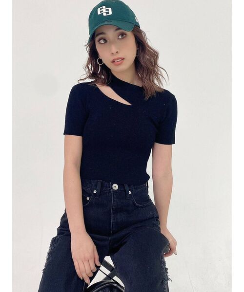 GYDA（ジェイダ）の「デコルテオープンリブニットトップス（ニット/セーター・レディース・ブラック/グリーン/オフホワイト・FREE）」の14枚目の写真