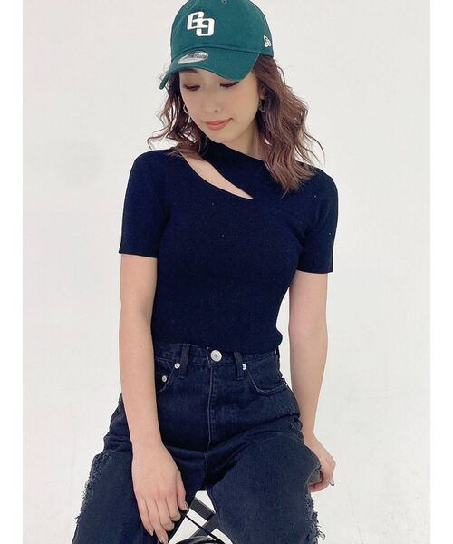 GYDA（ジェイダ）の「デコルテオープンリブニットトップス（ニット/セーター・レディース・ブラック/グリーン/オフホワイト・FREE）」の16枚目の写真