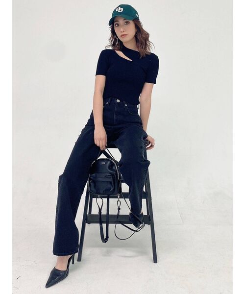 GYDA（ジェイダ）の「デコルテオープンリブニットトップス（ニット/セーター・レディース・ブラック/グリーン/オフホワイト・FREE）」の17枚目の写真