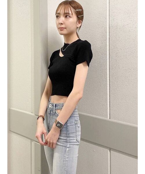 GYDA（ジェイダ）の「デコルテオープンリブニットトップス（ニット/セーター・レディース・ブラック/グリーン/オフホワイト・FREE）」の19枚目の写真