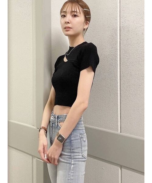 GYDA（ジェイダ）の「デコルテオープンリブニットトップス（ニット/セーター・レディース・ブラック/グリーン/オフホワイト・FREE）」の20枚目の写真