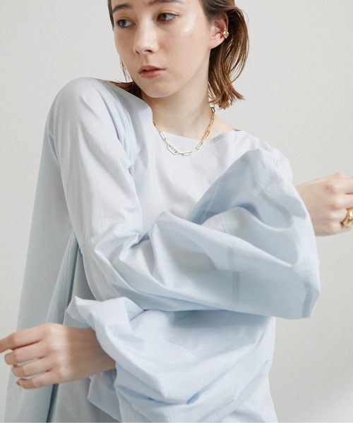 GALLARDAGALANTE（ガリャルダガランテ）の「ロングスリーブパフブラウス（シャツ/ブラウス・レディース・オレンジ/サックスブルー・FREE）」の14枚目の写真