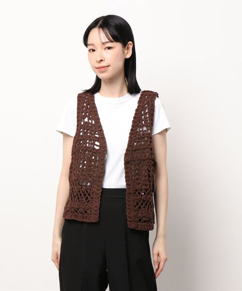 RETRO GIRL（レトロガール）の「クロシェベスト（ベスト・レディース・ブラウン/オフホワイト/グリーン・FREE）」の5枚目の写真