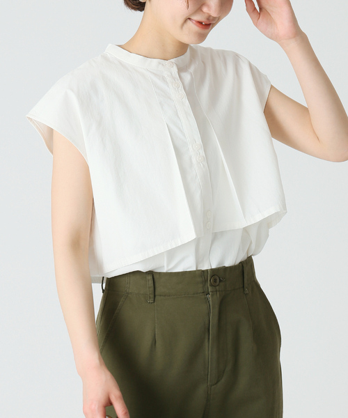 B.C STOCK（ベーセーストック）の「C/Rレイヤードチュニックブラウス（シャツ/ブラウス・レディース・ホワイト/ブラック/グリーン・FREE）」の2枚目の写真