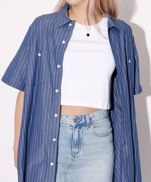 UNIVERSAL OVERALL(ユニバーサルオーバーオール)の「UNIVERSAL OVERALL/ユニバーサルオーバーオール SHIRT OP シャツワンピース(ワンピース・レディース・グレー系その他/ホワイト系その他/ブルー系その他・FREE)」の3枚目の写真