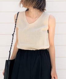 Q | Vネックノースリニット(ニット/セーター)