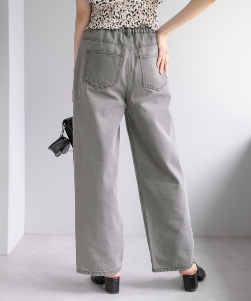 OLIVE des OLIVE（オリーブデオリーブ）の「前スリットゆるデニムパンツ（デニムパンツ・レディース・ブラック/アイボリー/ケミカルウォッシュ・FREE）」の15枚目の写真