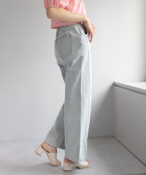 OLIVE des OLIVE（オリーブデオリーブ）の「前スリットゆるデニムパンツ（デニムパンツ・レディース・ブラック/アイボリー/ケミカルウォッシュ・FREE）」の21枚目の写真