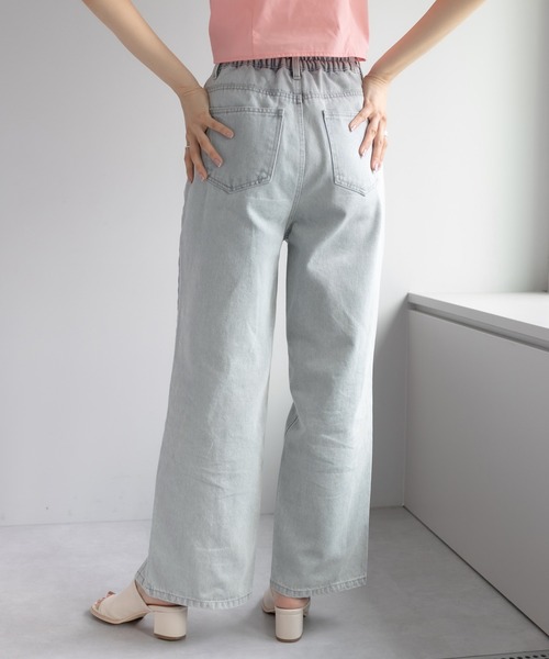 OLIVE des OLIVE（オリーブデオリーブ）の「前スリットゆるデニムパンツ（デニムパンツ・レディース・ブラック/アイボリー/ケミカルウォッシュ・FREE）」の22枚目の写真