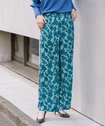 フラワープリントエコレーヨンワイドストレートパンツ