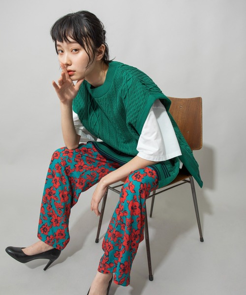 Munich（ミューニック）の「フラワープリントエコレーヨンワイドストレートパンツ（その他パンツ・レディース・レッド/イエロー/グリーン・S/M/XS）」の9枚目の写真