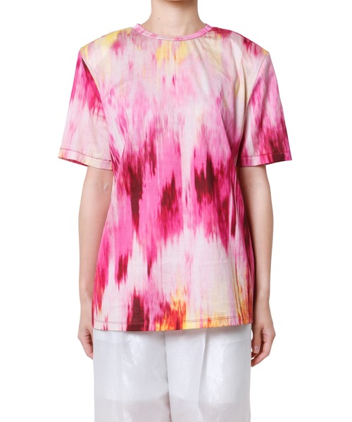 LE CIEL BLEU（ルシェルブルー）の「アブストラクトプリントテーラードTシャツ / Abstract Print Tailored TEE（Tシャツ/カットソー・レディース・ピンク・36）」の4枚目の写真