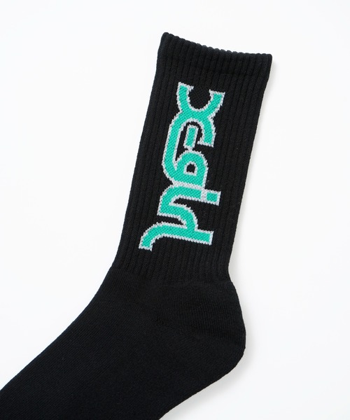 X-girl（エックスガール）の「MILLS LOGO RIB SOCKS/X-girlロゴ リブソックス（ソックス/靴下・レディース・ホワイト/ベージュ/ブラック・ONE SIZE）」の4枚目の写真