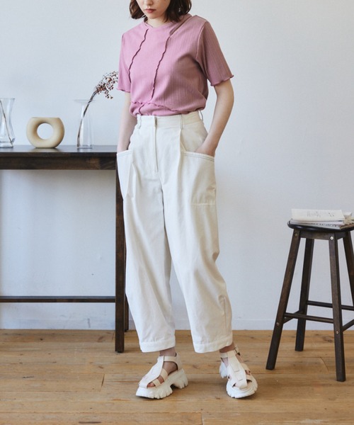 idem（イデム）の「【ZOZOTOWN限定】asymmetry 2way layered lib tops/アシメ2wayレイヤードカットソー（Tシャツ/カットソー・レディース・ブラック/ピンク・FREE）」の13枚目の写真