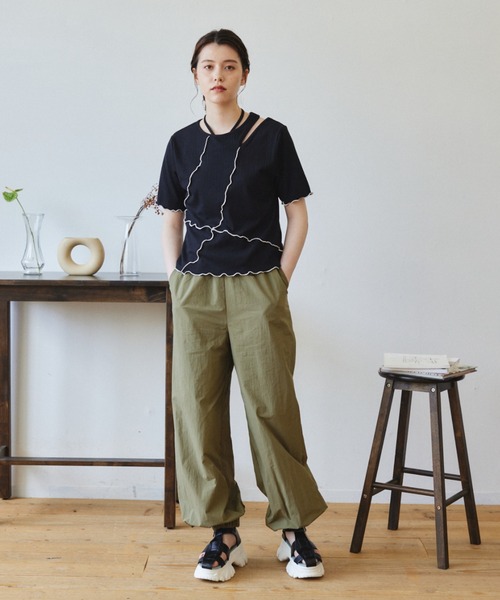 idem（イデム）の「【ZOZOTOWN限定】asymmetry 2way layered lib tops/アシメ2wayレイヤードカットソー（Tシャツ/カットソー・レディース・ブラック/ピンク・FREE）」の15枚目の写真