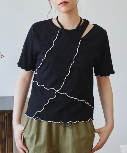 idem（イデム）の「【ZOZOTOWN限定】asymmetry 2way layered lib tops/アシメ2wayレイヤードカットソー（Tシャツ/カットソー・レディース・ブラック/ピンク・FREE）」の21枚目の写真