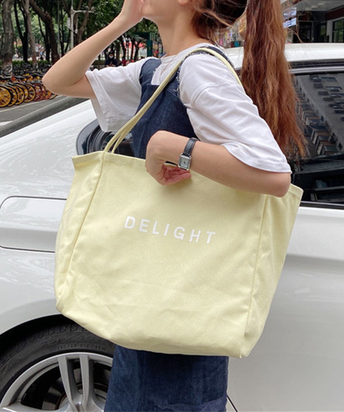 c.u.l(シーユーエル)の「DELIGHTロゴ キャンバストートバッグ cula409(トートバッグ・レディース・ホワイト/ライトイエロー/ライトパープル/ブラック/ライトグリーン・FREE)」の5枚目の写真