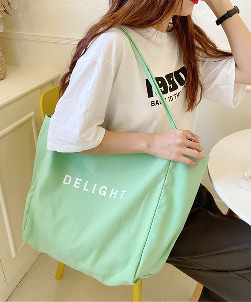 c.u.l(シーユーエル)の「DELIGHTロゴ キャンバストートバッグ cula409(トートバッグ・レディース・ホワイト/ライトイエロー/ライトパープル/ブラック/ライトグリーン・FREE)」の1枚目の写真
