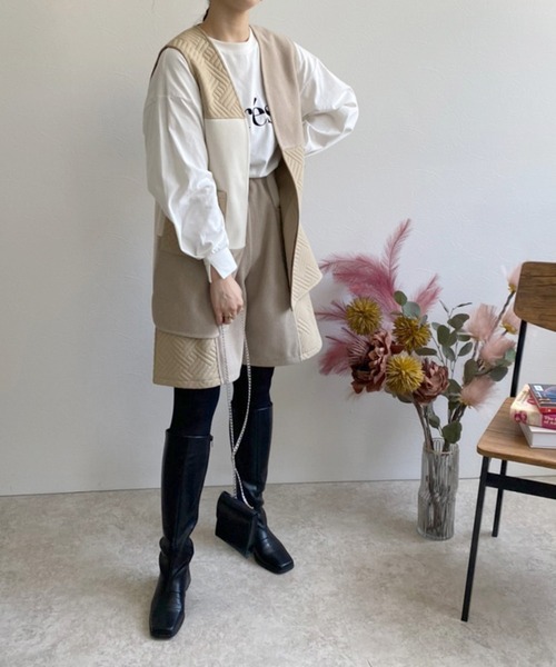 LHELBIE(レルビエ)の「キルトジャガード×メルトンハーフパンツ(その他パンツ・レディース・ブラック/ブルー/ベージュ・M)」の10枚目の写真