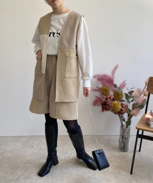 LHELBIE(レルビエ)の「キルトジャガード×メルトンハーフパンツ(その他パンツ・レディース・ブラック/ブルー/ベージュ・M)」の16枚目の写真