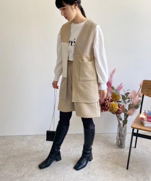 LHELBIE(レルビエ)の「キルトジャガード×メルトンハーフパンツ(その他パンツ・レディース・ブラック/ブルー/ベージュ・M)」の13枚目の写真