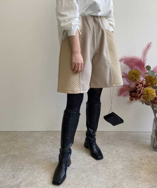 LHELBIE(レルビエ)の「キルトジャガード×メルトンハーフパンツ(その他パンツ・レディース・ブラック/ブルー/ベージュ・M)」の19枚目の写真