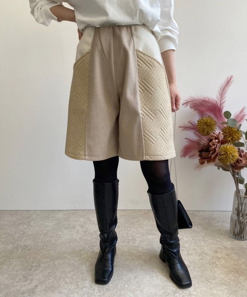 LHELBIE(レルビエ)の「キルトジャガード×メルトンハーフパンツ(その他パンツ・レディース・ブラック/ブルー/ベージュ・M)」の7枚目の写真