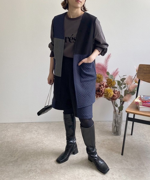 LHELBIE(レルビエ)の「キルトジャガード×メルトンハーフパンツ(その他パンツ・レディース・ブラック/ブルー/ベージュ・M)」の5枚目の写真