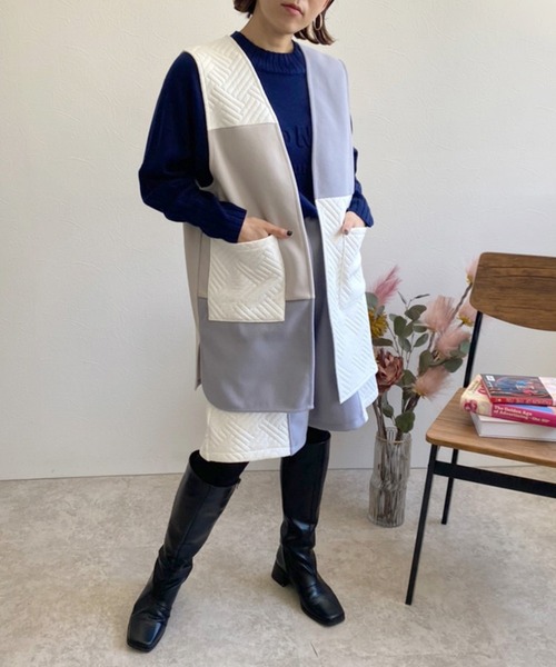 LHELBIE(レルビエ)の「キルトジャガード×メルトンハーフパンツ(その他パンツ・レディース・ブラック/ブルー/ベージュ・M)」の6枚目の写真