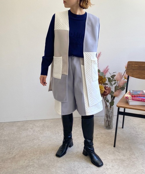 LHELBIE(レルビエ)の「キルトジャガード×メルトンハーフパンツ(その他パンツ・レディース・ブラック/ブルー/ベージュ・M)」の15枚目の写真