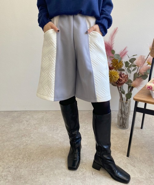 LHELBIE(レルビエ)の「キルトジャガード×メルトンハーフパンツ(その他パンツ・レディース・ブラック/ブルー/ベージュ・M)」の9枚目の写真