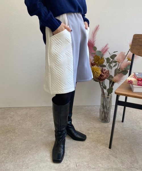 LHELBIE(レルビエ)の「キルトジャガード×メルトンハーフパンツ(その他パンツ・レディース・ブラック/ブルー/ベージュ・M)」の12枚目の写真