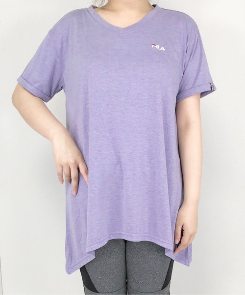 FILA(フィラ)の「デザインチュニックTシャツ(Tシャツ/カットソー・レディース・ライトグレー/ローズ/ラベンダー・LL/3L/L/M)」の1枚目の写真