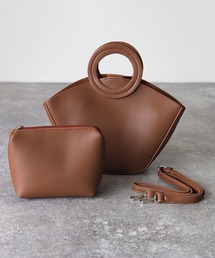 Riberry | リングハンドル扇形ハンドバッグ/フェイクレザーハンドルバッグ(ハンドバッグ)