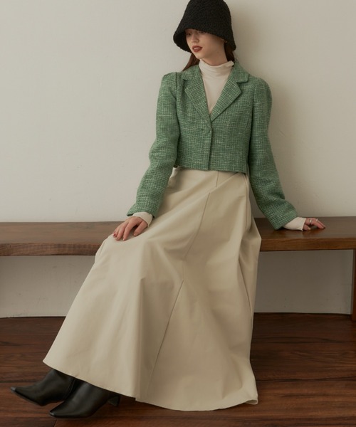 VANNIE U（ヴァニーユー）の「ツイードショートワンジャケット（テーラードジャケット・レディース・グリーン/アイボリー・FREE）」の11枚目の写真