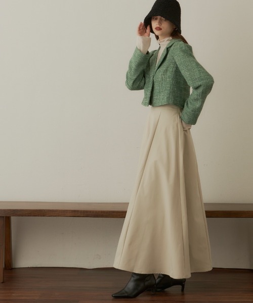 VANNIE U（ヴァニーユー）の「ツイードショートワンジャケット（テーラードジャケット・レディース・グリーン/アイボリー・FREE）」の13枚目の写真