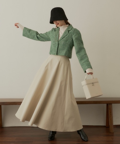 VANNIE U（ヴァニーユー）の「ツイードショートワンジャケット（テーラードジャケット・レディース・グリーン/アイボリー・FREE）」の14枚目の写真