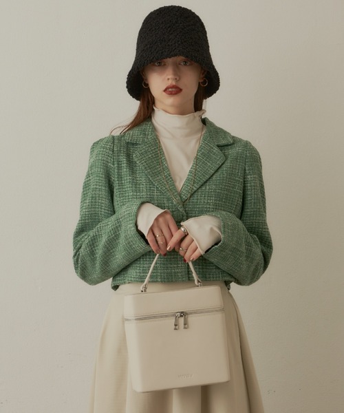 VANNIE U（ヴァニーユー）の「ツイードショートワンジャケット（テーラードジャケット・レディース・グリーン/アイボリー・FREE）」の9枚目の写真
