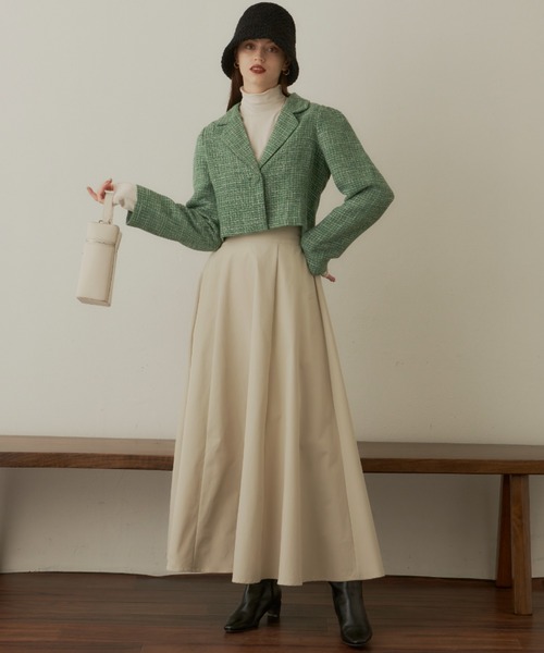 VANNIE U（ヴァニーユー）の「ツイードショートワンジャケット（テーラードジャケット・レディース・グリーン/アイボリー・FREE）」の12枚目の写真